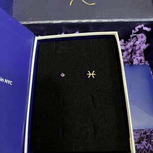 Automic Gold Flatback Stud Earrings (Amethyst ONLY)